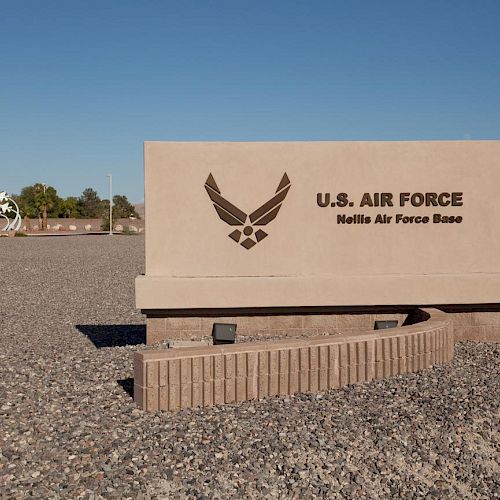 Image of a sign with the U.S. Air Force emblem and text 